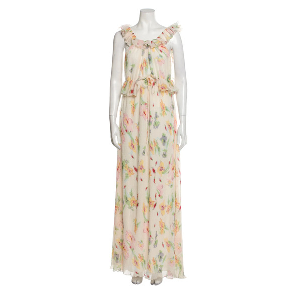 NWT! For Love & Lemons L Romantic Abby Floral Maxi Dress Backless Ruffle Cream - Picture 3 of 11